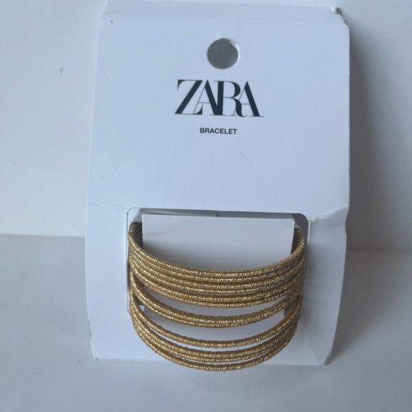NWT ZARA WOMEN'S GOLDEN PACK OF METALLIC TEXTURE BANGLE BRACELETS 4340/201 - Picture 5 of 6